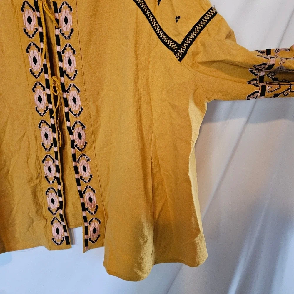 Anthropologie RD + Koko Boho Embroidered Tie Front Jacket sz‎ 1x